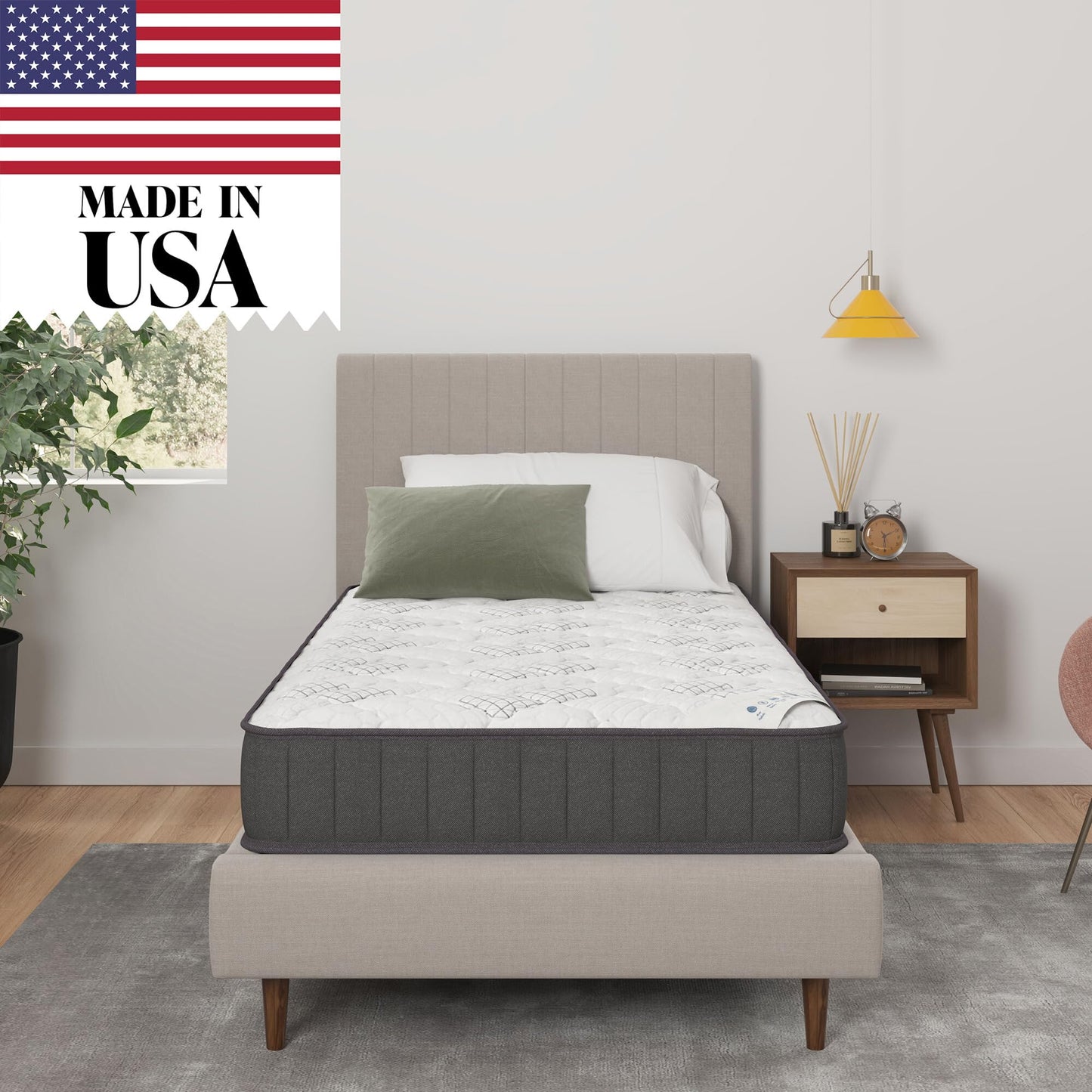 Ottomanson Twin XL 9" Hybrid Mattress - Firm - Made in USA - Individually Pocketed Coils & CertiPUR-US Foam - Fiberglass-Free - Bed in a Box