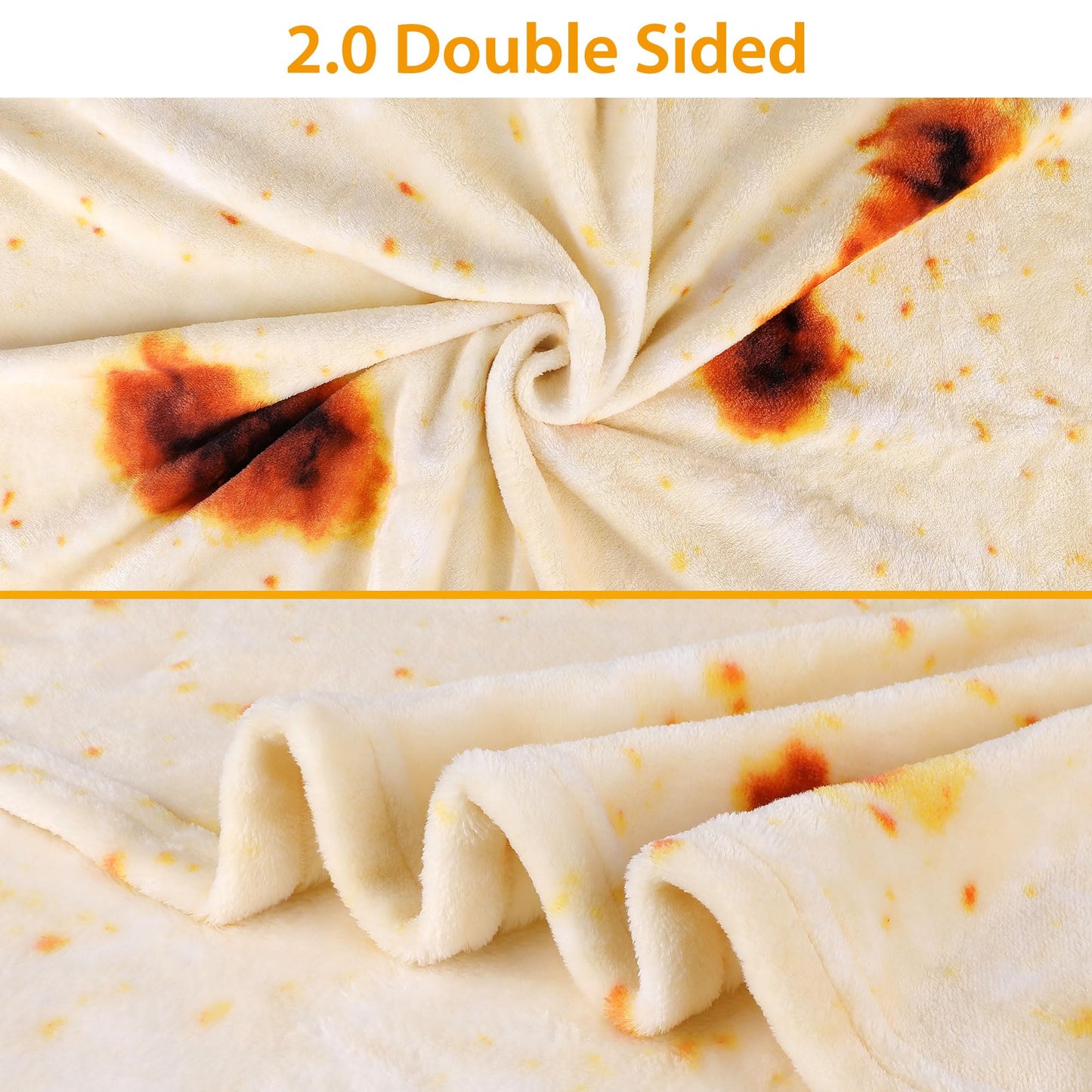 LetsFunny Burrito Tortilla Throw Blanket for Couch, Double Sided Burrito Taco Tortilla Wrap Blankets, Funny Realistic Flannel Food Round Blankets, Christmas Birthday Gifts for Women Men Teen 47in