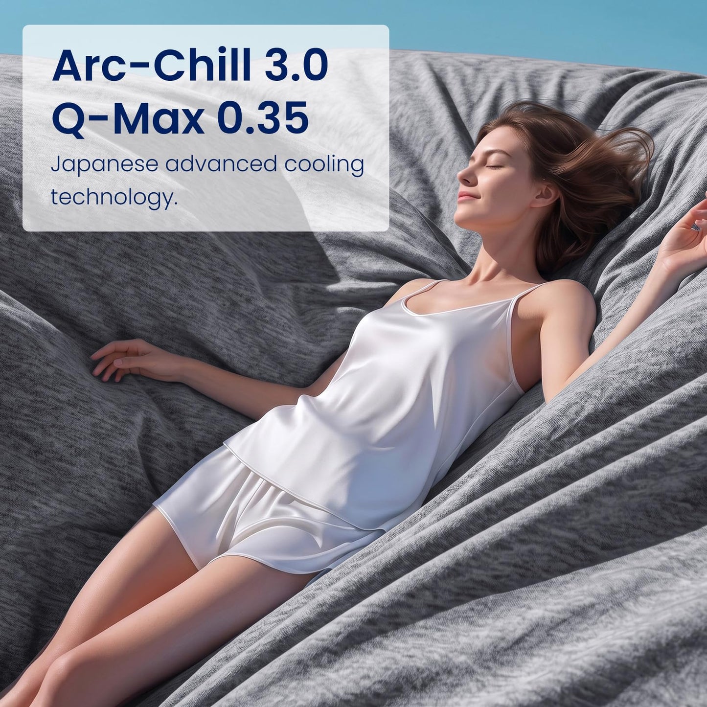Topcee Cooling Blanket (90"x90"Queen Size) for Sweats Absorbs Heat to Keep Adults Cool on Warm Nights, Q-Max 0.5 for Hot Sleepers, Ultra-Cool Lightweight Blanket for Bed