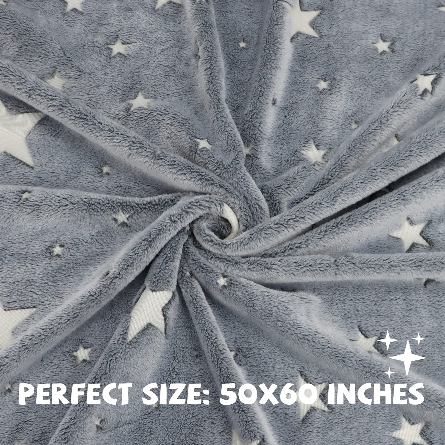 REXEO Glow in The Dark Star Space Blanket for Kids, Grey Cute Galaxy Throw for Boys Girls, Soft Flannel Toddler Blanket, Bedroom Room Decor, Birthday Gifts, 50" x 60"