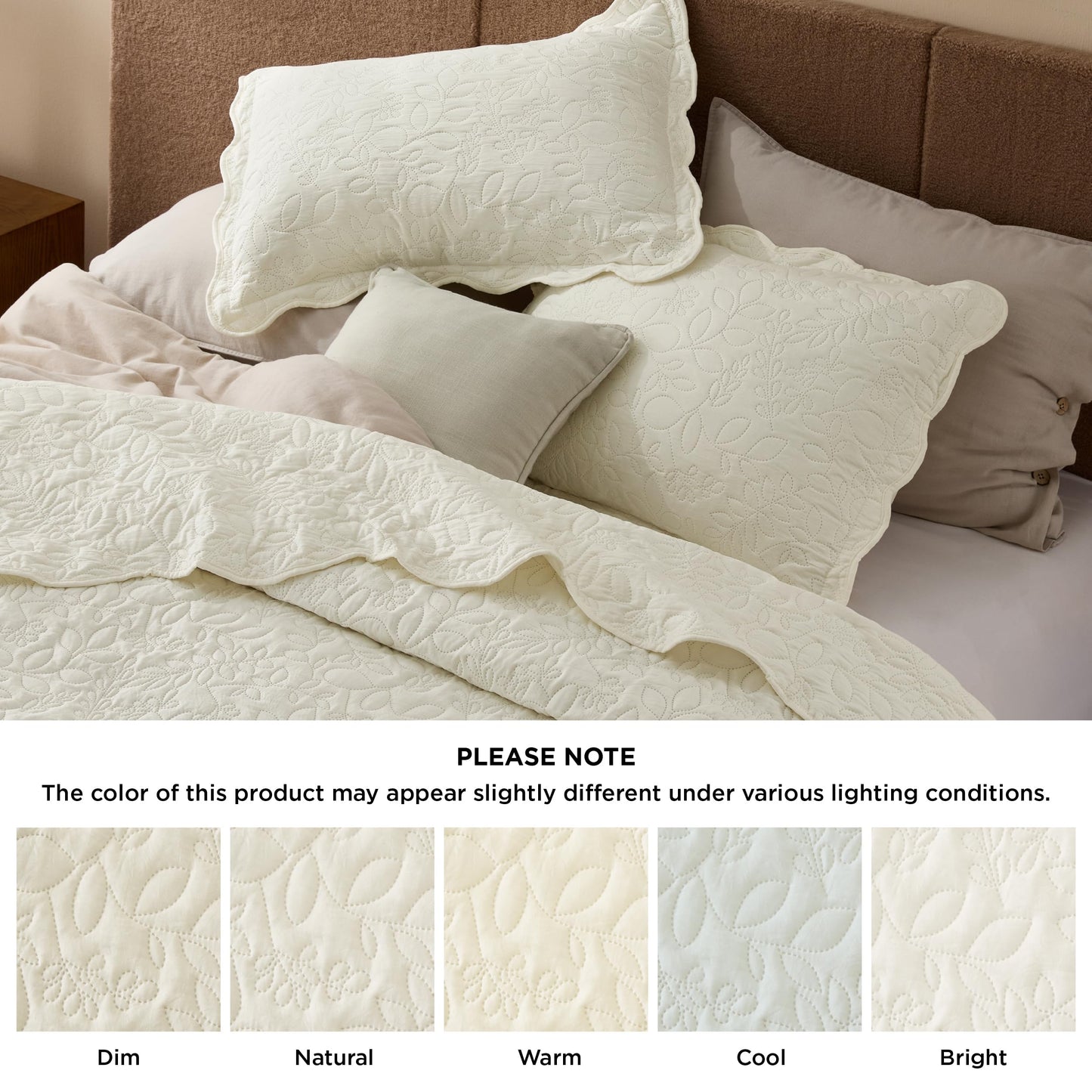 Bedsure Quilt King Size - Ultra Soft Pre-Washed Cloud-Like Bedding, All-Season Lightweight Comforter for Country Bedroom, Leaf Design Coverlet in Cream Yellow, 106 x 96 Inches