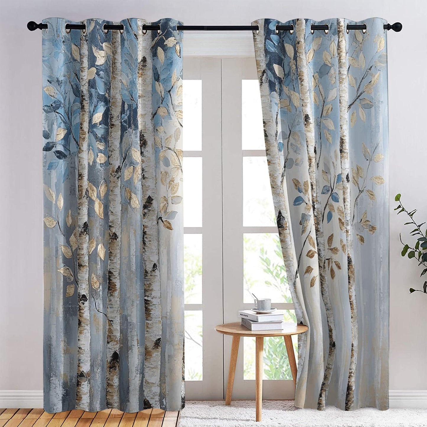 Efvrysm Birch Tree Curtains for Bedroom, Forest Branch Blackout Curtains 63 Inch Length 2 Panels Set, Scenery Window Curtains for Living Room Home Decor, Patterned Grommet Drapes