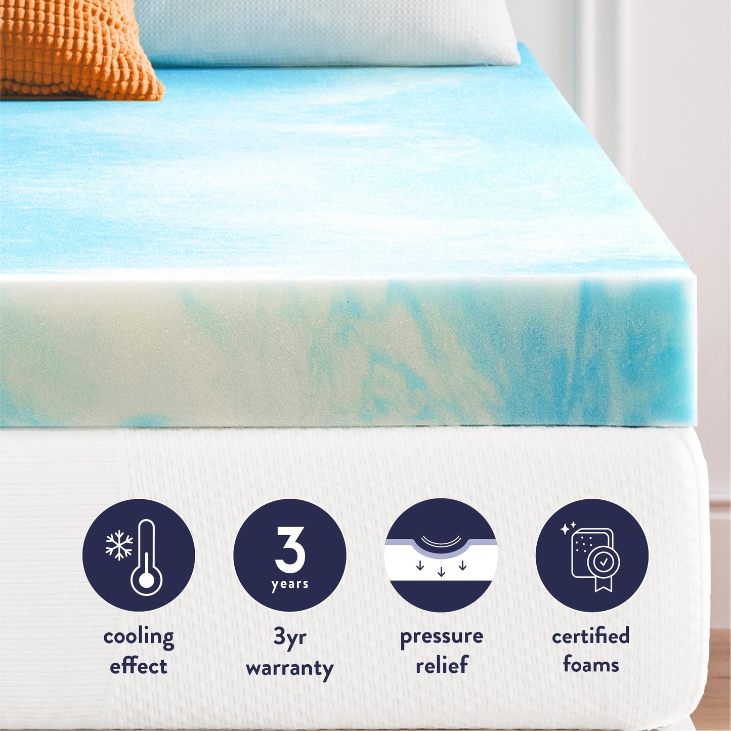 Best Price Mattress 4 Inch Swirl Gel AeroBreeze Cooling Air Flow Memory Foam Mattress Topper, Dorm Essentials, King