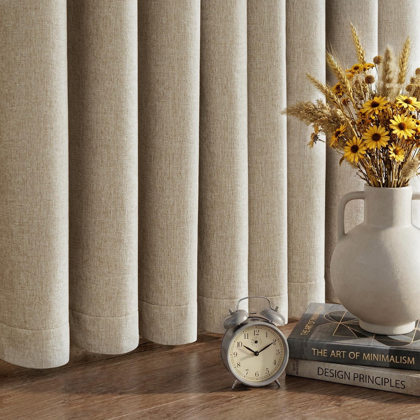 HushLoom 100% Blackout Curtains for Bedroom, Luxury Chenille Thermal Insulated Drapes for Living Room, Energy Saving Room Darkening 84 Inch Long Curtains, Grommet Top, 2 Panels, 52" W x 84" L, Khaki
