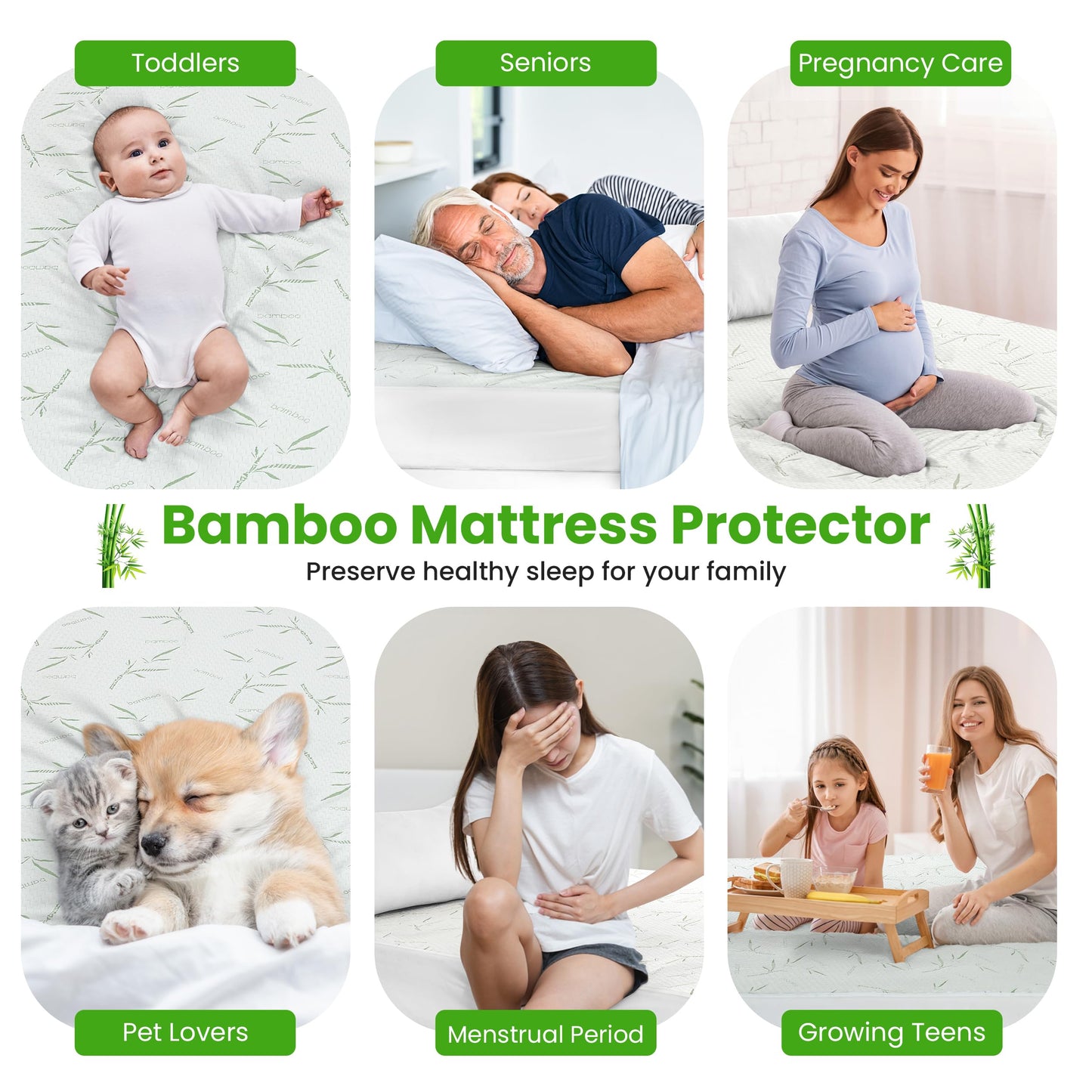 Hannah Linen Viscose derived from Bamboo Cooling Mattress Protector, 100% Waterproof - Soft and Breathable, 280 GSM Fitted Style Mattress Cover, 16 Inches Deep Pocket - King, 80x78