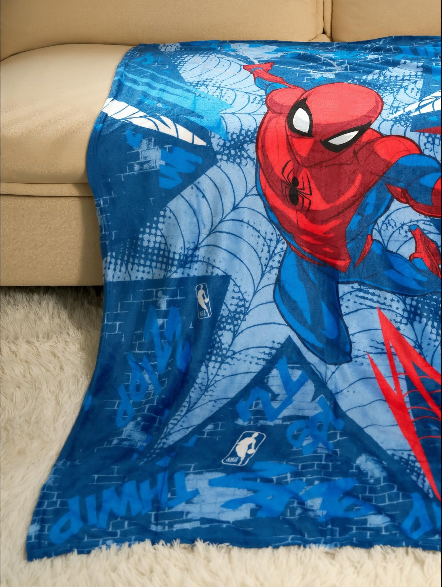 Northwest Disney Spiderman Plush Throw Blanket, 46" x 60" Silk Touch Soft Fleece Marvel Blanket for Boys Kids & Adults, Officially Licensed