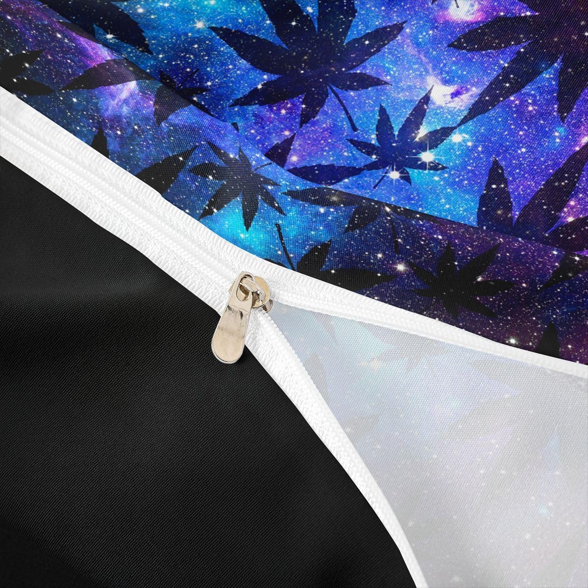 Erosebridal Leaves Duvet Cover Teens Galaxy Bedding Set Full Size for Women Men Youth Chic Purple Blue Quilt Cover Room Decor