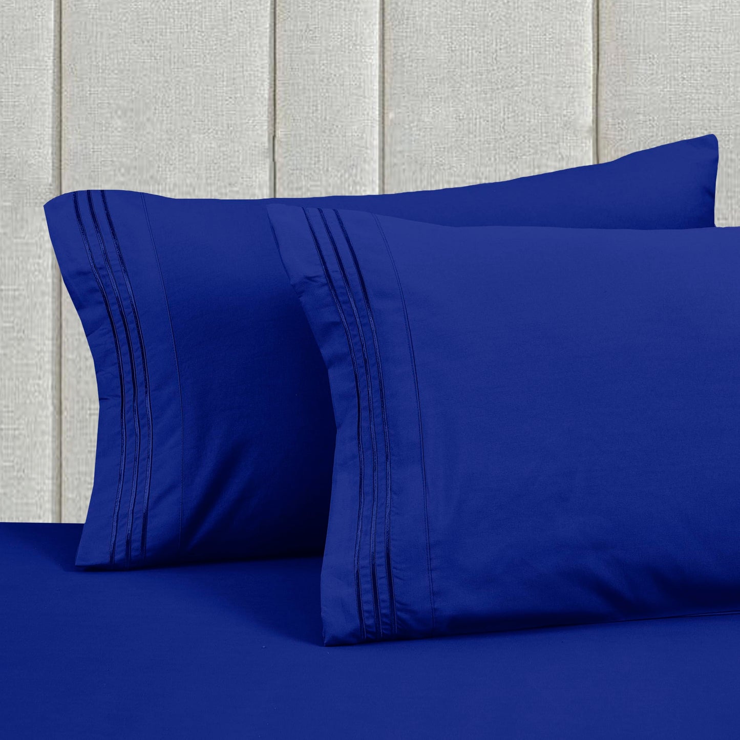 Mocassi Full Size 4-Piece Bed Sheet Set - 1800 Premium Hotel Quality Microfiber 18-24 Inches Extra Deep Pocket Fitted Sheet- Luxury Soft, Breathable, Wrinkle, and Fade Resistant, Imperial Blue