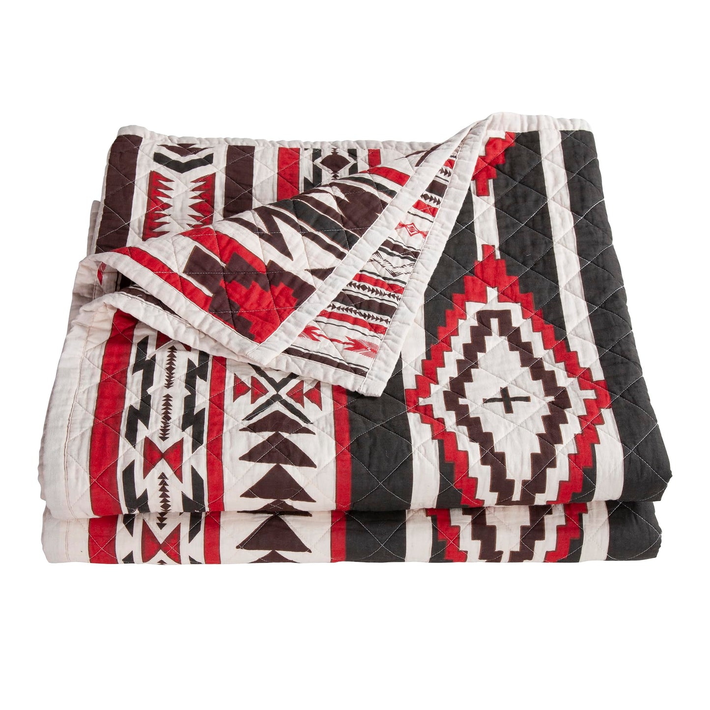 Paseo Road Cortez Western Bedding 3 Piece Quilt Set with Pillow Shams, Full Queen Aztec Bedding Set, Tribal Southwestern Bedding, Geometric Pattern Cotton Reversible Rustic Bed Set