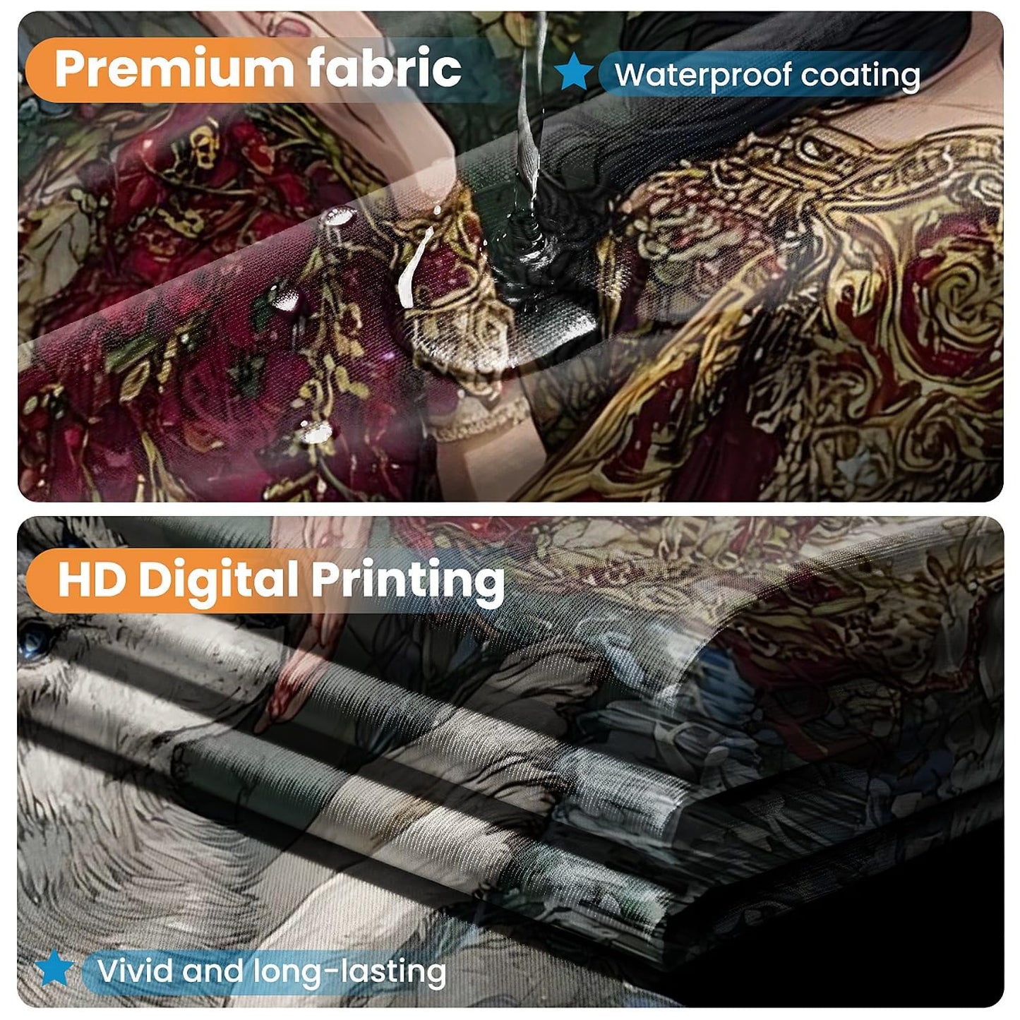 TANGXUNFA Princess and the Wolf Shower Curtain for Bathroom, Water-Resistant Long Shower Curtain Set 72x72 Inch with Metal Grommets and 12 Metal Hooks