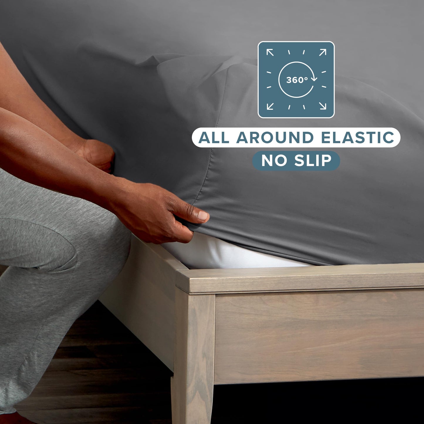 Bare Home 2-Pack Fitted Bottom Sheets Queen - Premium 1800 Ultra-Soft Wrinkle Resistant Microfiber - Deep Pocket (Queen, Grey)