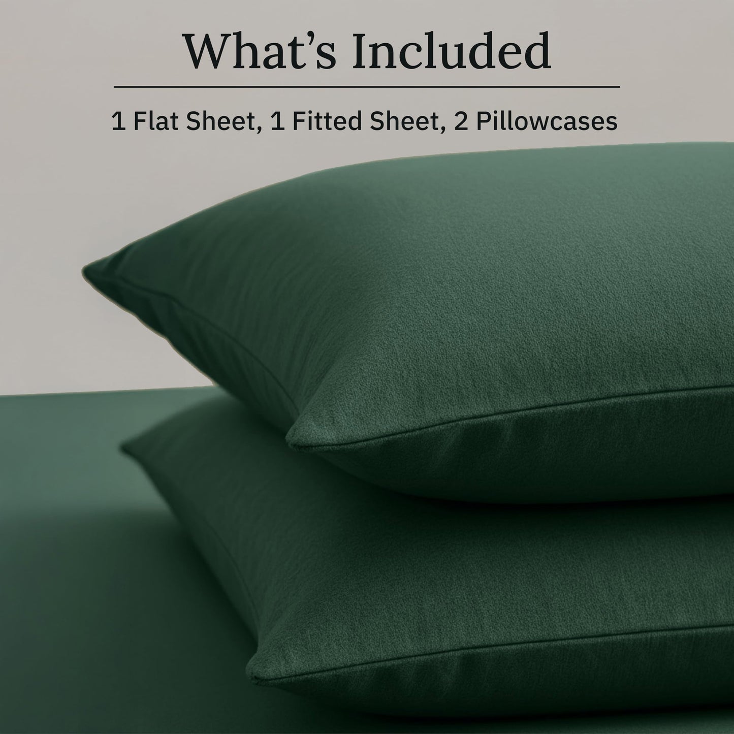 California Design Den Flannel Bed Sheets King Size Set - Made in Portugal 100% Cotton, Thick, Velvet Soft 4-Piece Flannel King Sheet Sets, Triple-Brushed with Extra Deep Pockets - Dark Green