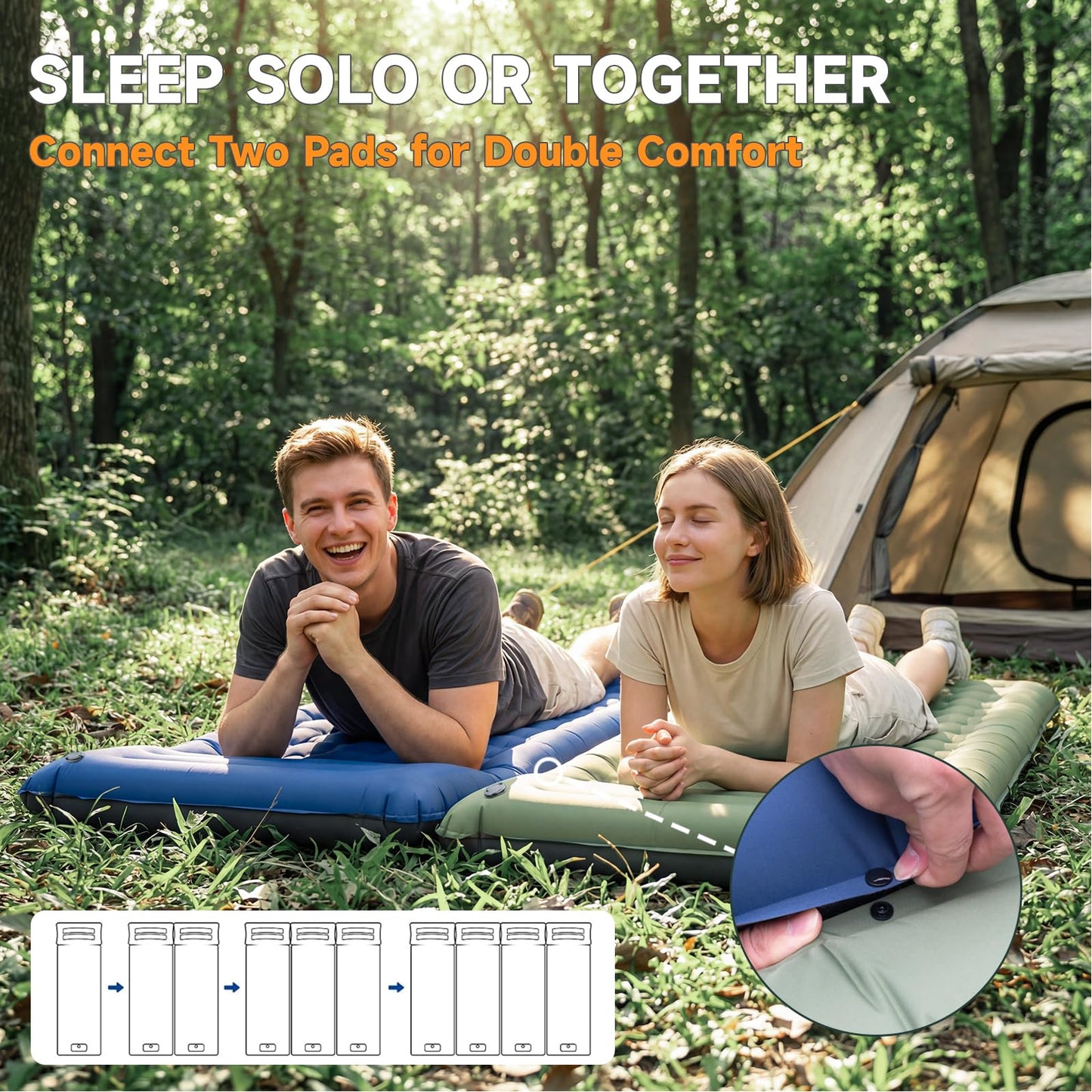 Aonhom Camping Sleeping Pad, 5" Ultralight Inflatable Sleeping Mat with Pillow, Built-in Foot Pump Inflatable Sleeping Pads Compact for Camping Backpacking Hiking Traveling Tent