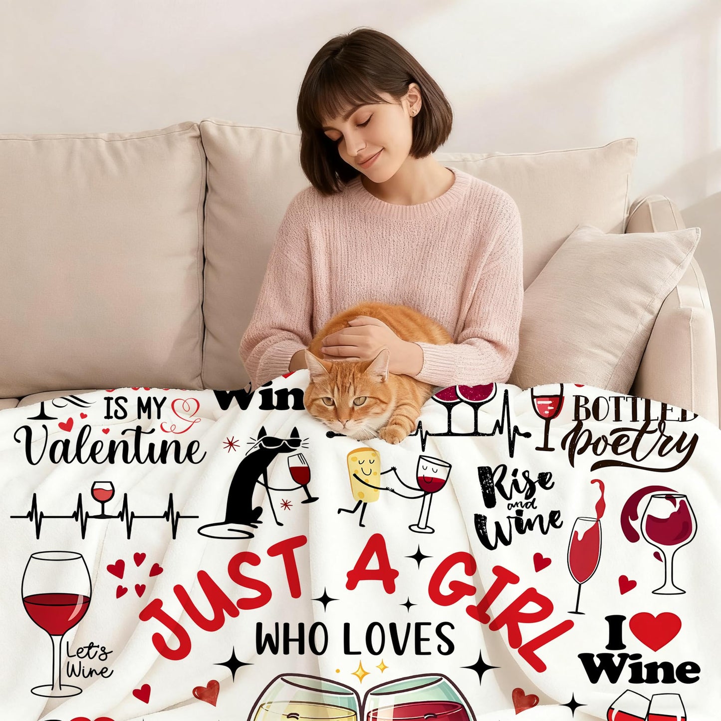 Red Wine Blanket for Red Wine Lover Soft Cozy Flannel Blanket Grapes Throw Blankets Gifts for Girls Women Adults 60"x50"
