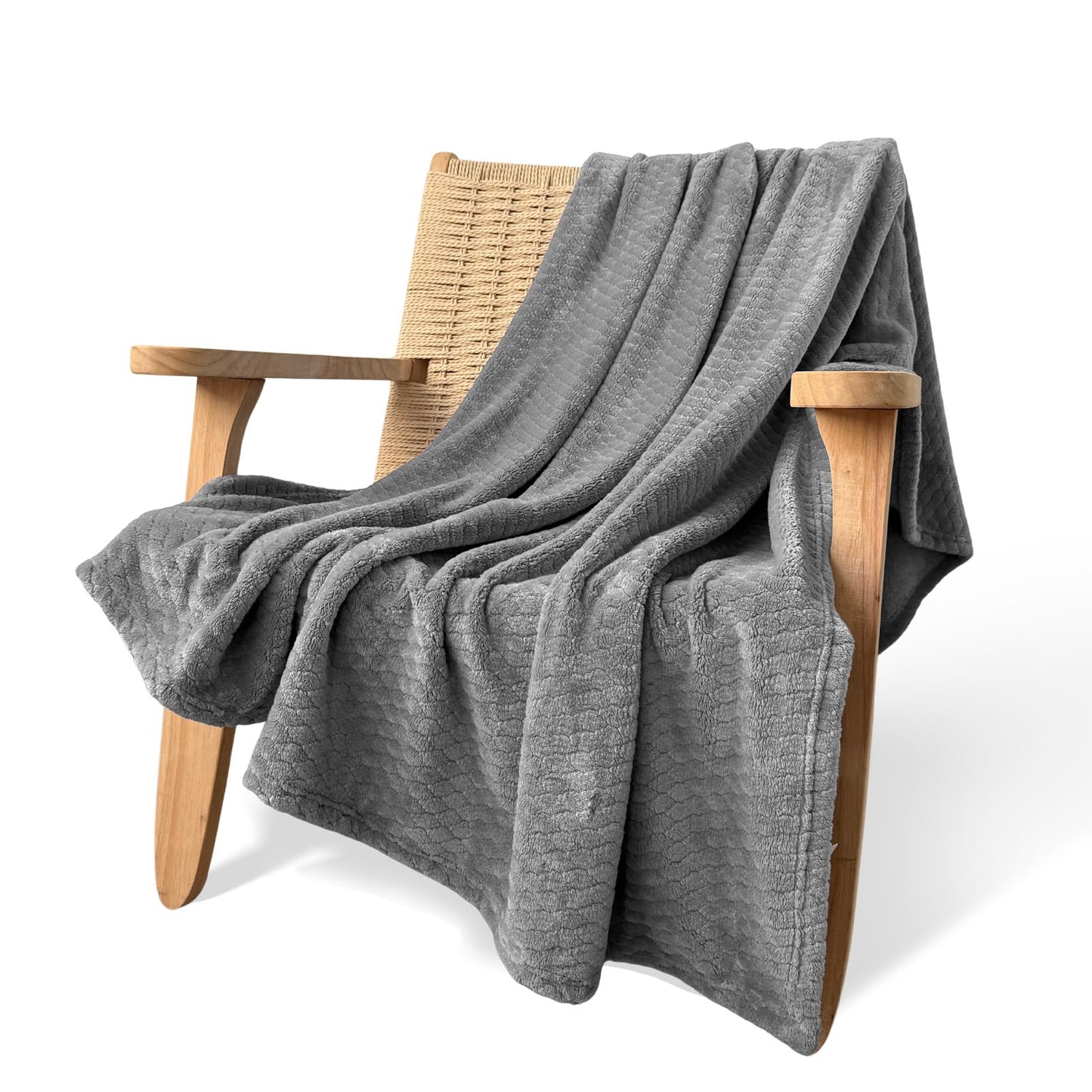 Kingcason Stone Gray 50x60 Breathable Fleece Throw Blanket for AC Rooms