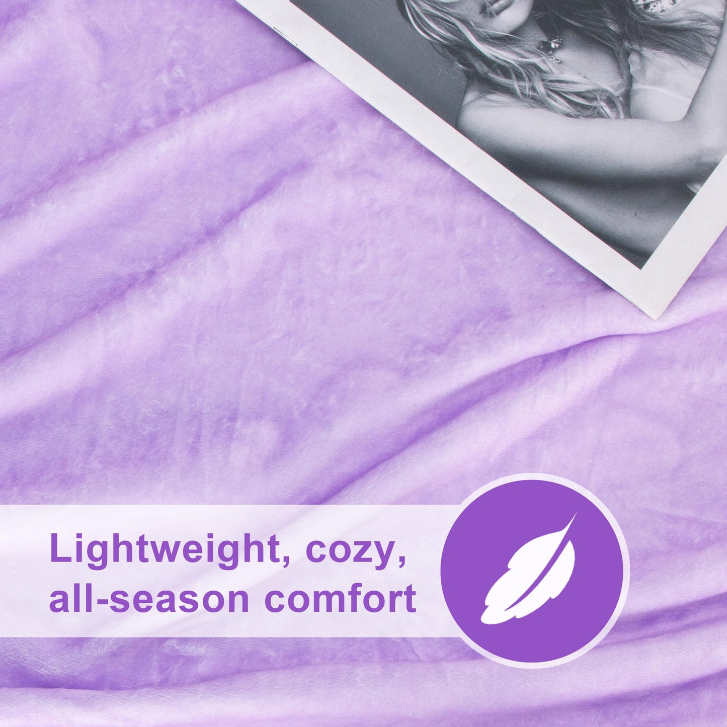 BABYSHEEP Blanket Super Soft Cozy, Lightweight Reversible Flannel Blanket, Warm Plush Throw Blanket for Couch, Sofa, Bed, Camping and Travel,Light Purple (Lavender