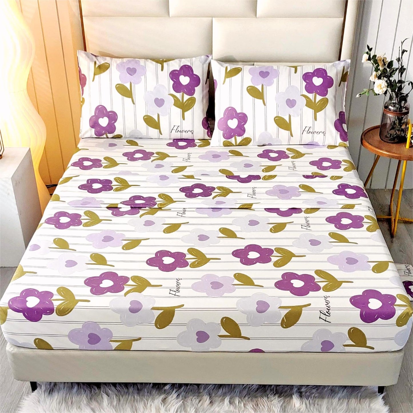 SDIII 4PCS Purple Floral Twin Bed Sheets Set, Soft Microfiber Floral Bed Sheets Twin, Wrinkle and Fade Resistant, Cooling Sheet on Amazon