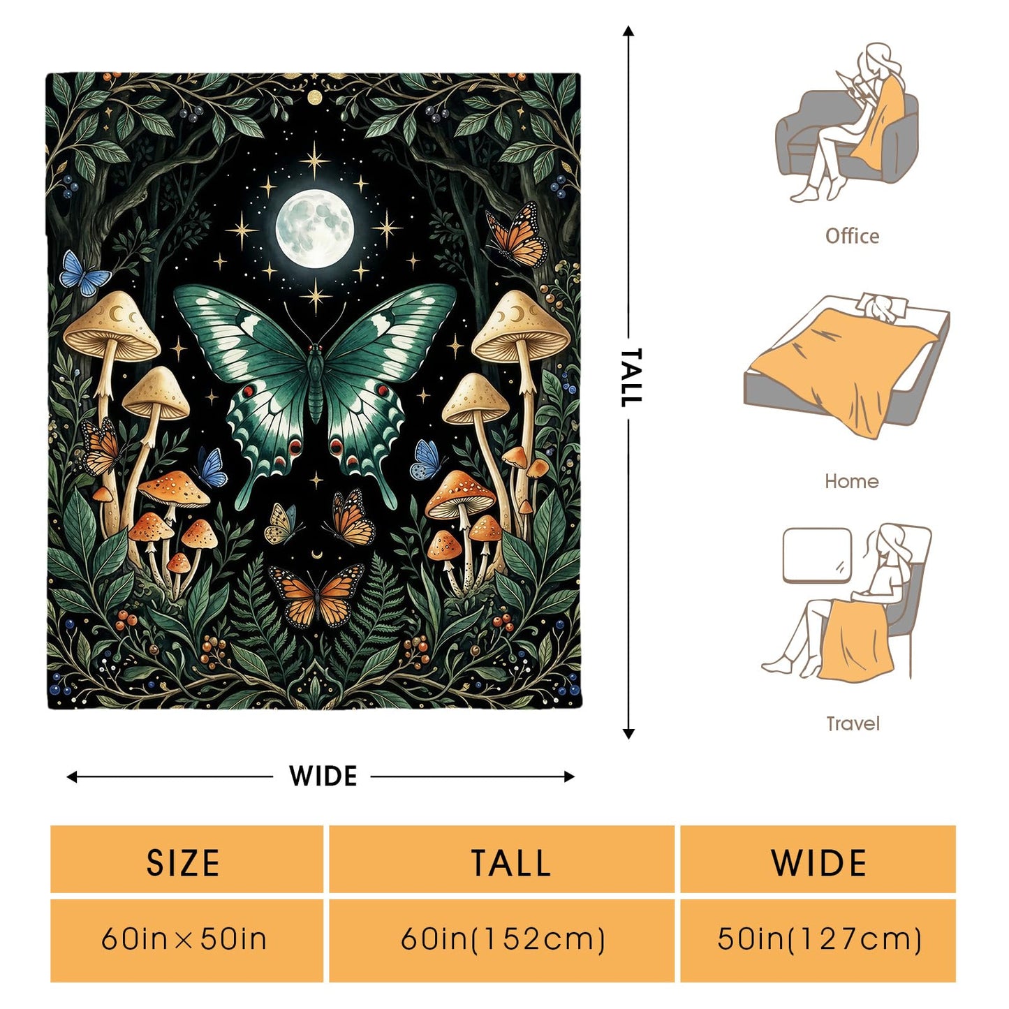 Hohoto Butterfly Throw Blanket, Birthday for Women Girls Teens, Soft Cozy Polyester Blanket for Couch Sofa Bed, Lightweight Warm Decorative Throw for Living Room Bedroom,50"x60"