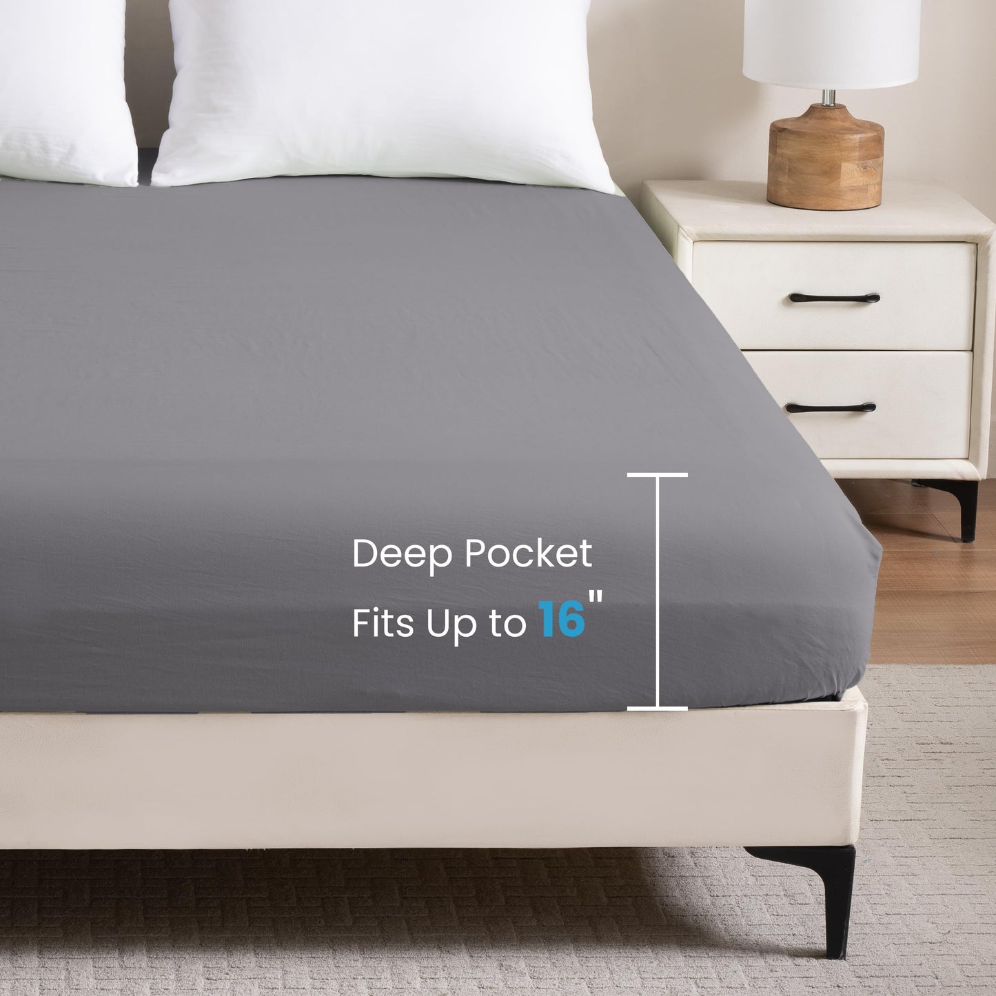 Ranunculus 3 Piece Washed Twin Bed Sheet Set, Fitted Sheet Twin Size & Bedsheet & Pillowcase, Soft Brushed Microfiber - 16 inches Deep Pocket, Breathable, Fade Resistant,Easy Care (Dark Grey,Twin)