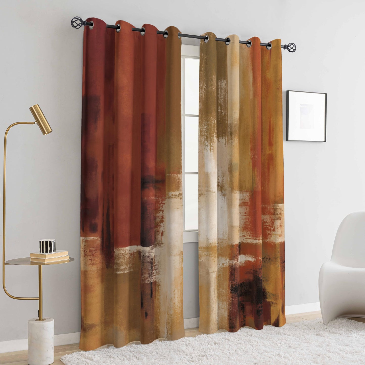 Asuexpect Burnt Orange Curtains 2 Panels Abstract Rust Curtain Room Darkening Grommet Window Drapes Modern Decorative Window Treatments for Bedroom Living Room, 52x84 Inches