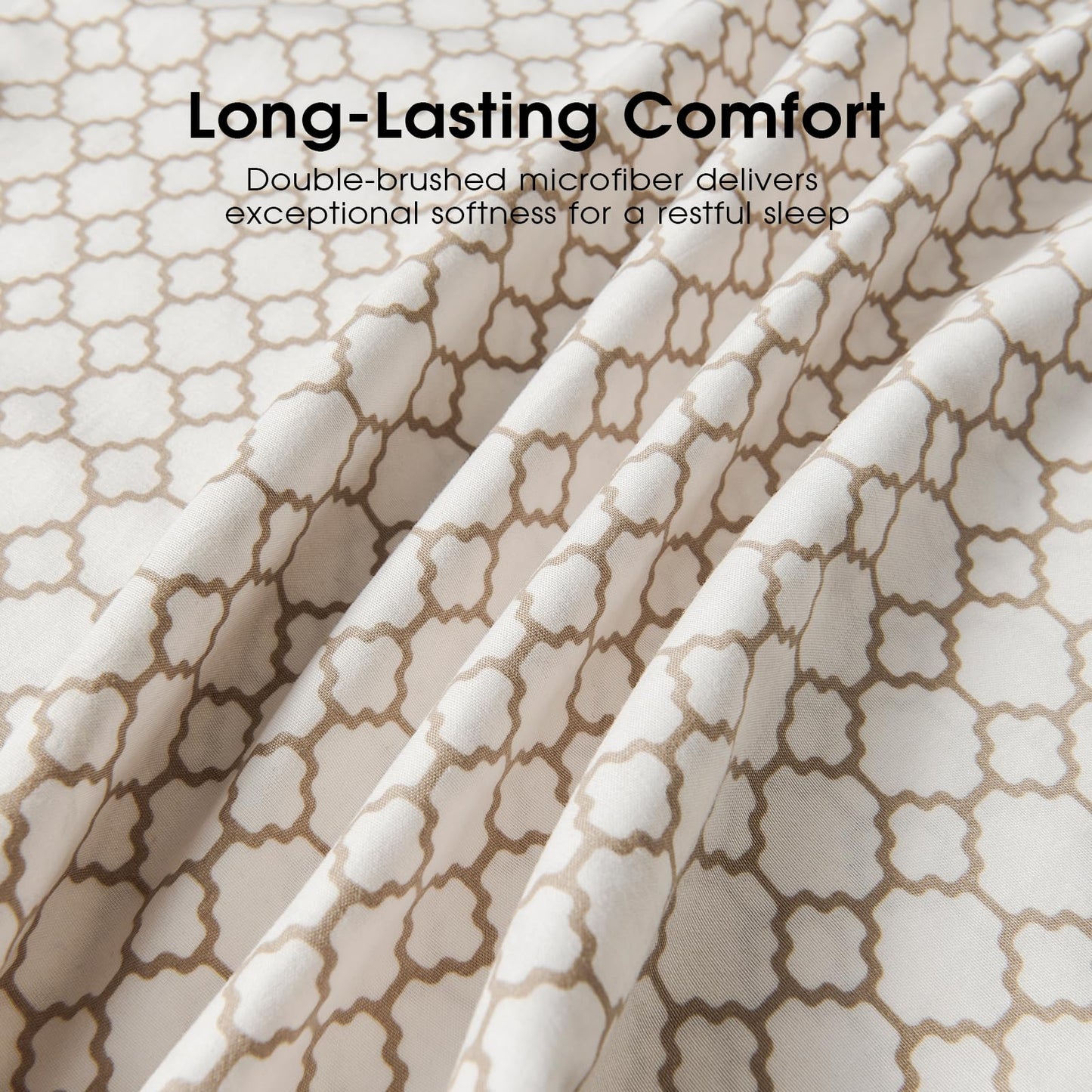 FreshCulture Floral Bed Sheets - Ultra Soft King Size Sheets Set - Brushed Microfiber Geometric Sheets - Deep Pockets up to 16" - Easy Care - Hotel Luxury 4 Piece Pattern Printed Sheets King, Jali