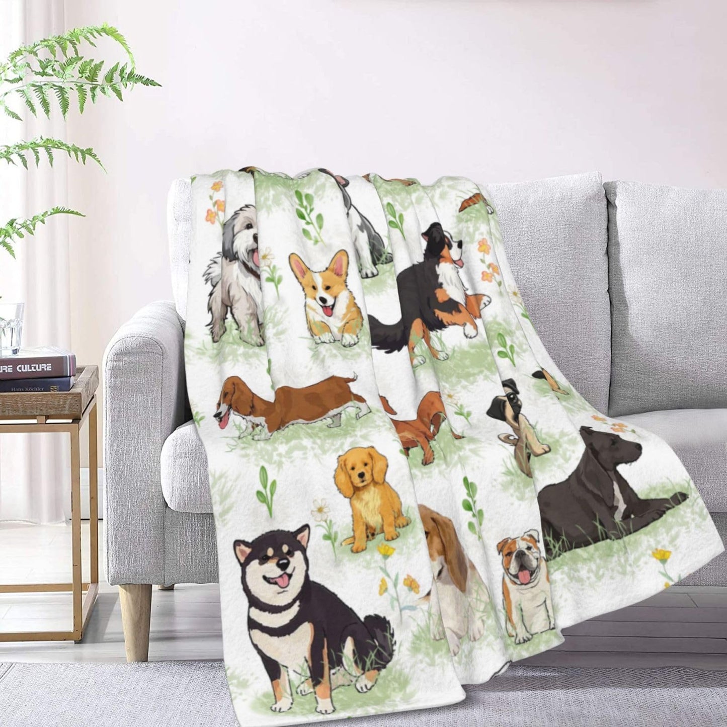 Dog Pattern Flannel Blanket - Soft Lightweight & Warm,Perfect for Bed, Sofa, Camping, Travel Gifts for pet Lovers Women Men Kidsr 50"x40"
