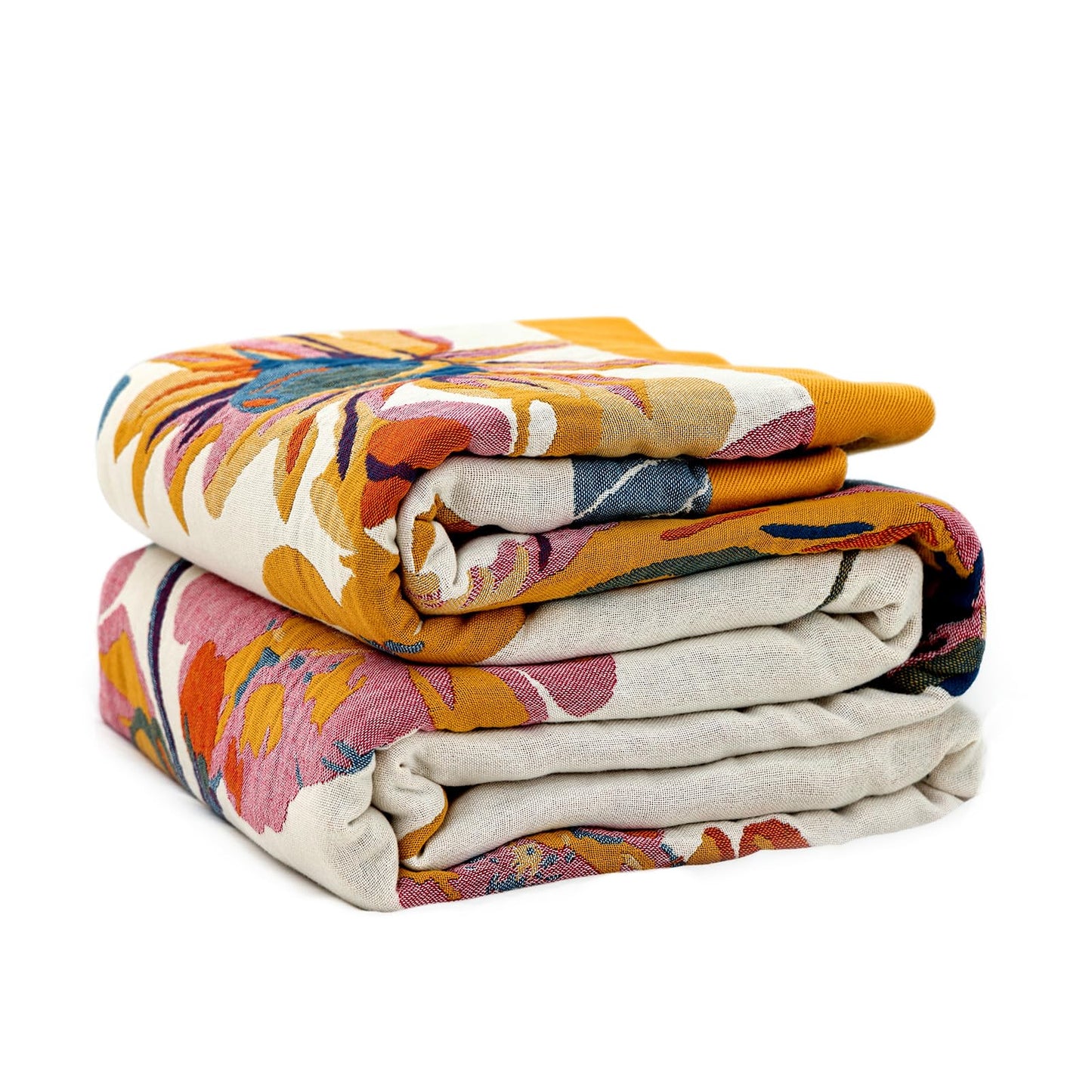 LUTBM Boho Throw Blanket 100% Cotton Soft Bed Throw Twin Lightweight Summer Blanket Floral Bird & Butterfly Room Decor Breathable Bed Blankets,60"x80" All Season Reversible Blankets for Couch Chair