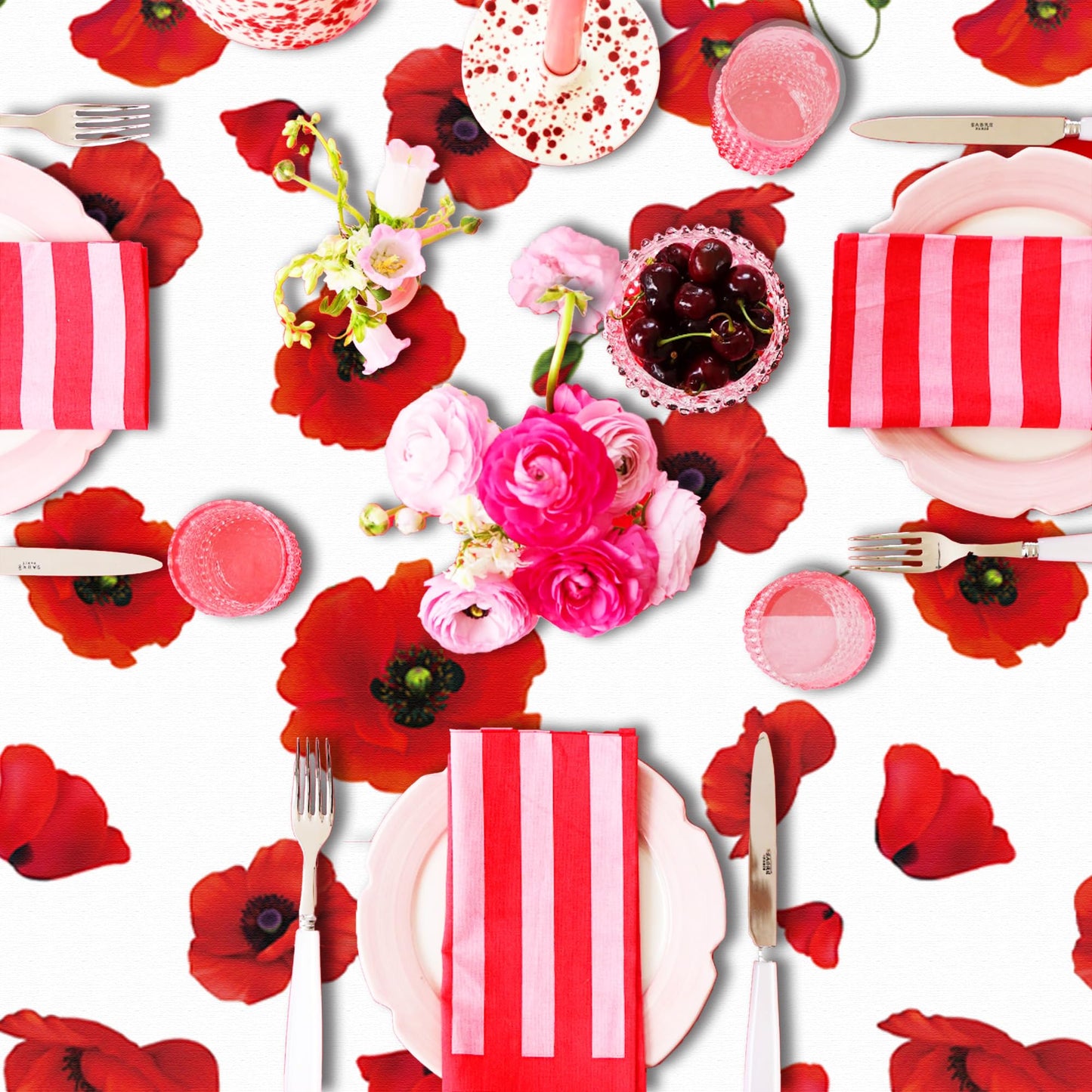 Adirasenotek 3 PCs Red Poppy Flowers Tablecloths Decorative Table Cover Spring Floral Tablecloth Plastic Tablecloths for Holiday Table Birthday Wedding Picnic Party Supplies,87x54In