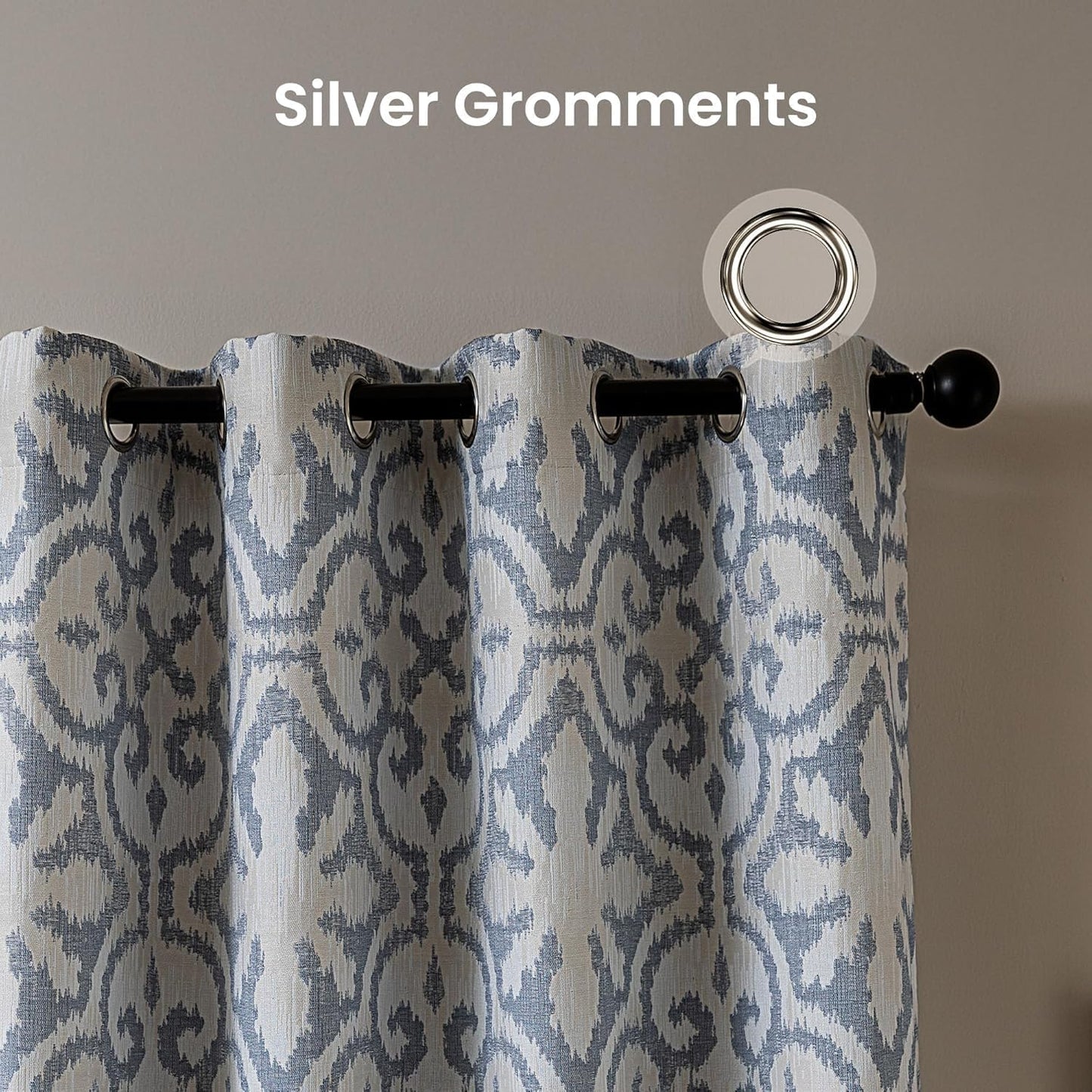 SLEEP ZONE Blackout Curtains for Bedroom and Living Room, Curtains & Drapes with Thermal Insulation for Room Darkening, Jacquard 360GSM Window Curtain Panels, Blue, 42" × 84"