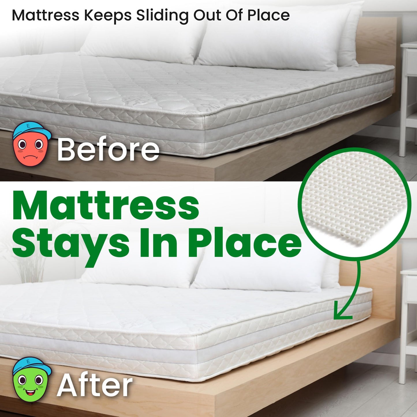 ECOHomes Non Slip Mattress Gripper Pad Stop Mattress, Keep Topper from Sliding - Anti Slip Grip Pads Holder Stop Couch Cushion, Sofa Cushions, Patio & Furniture to Prevent Sliding (Queen)