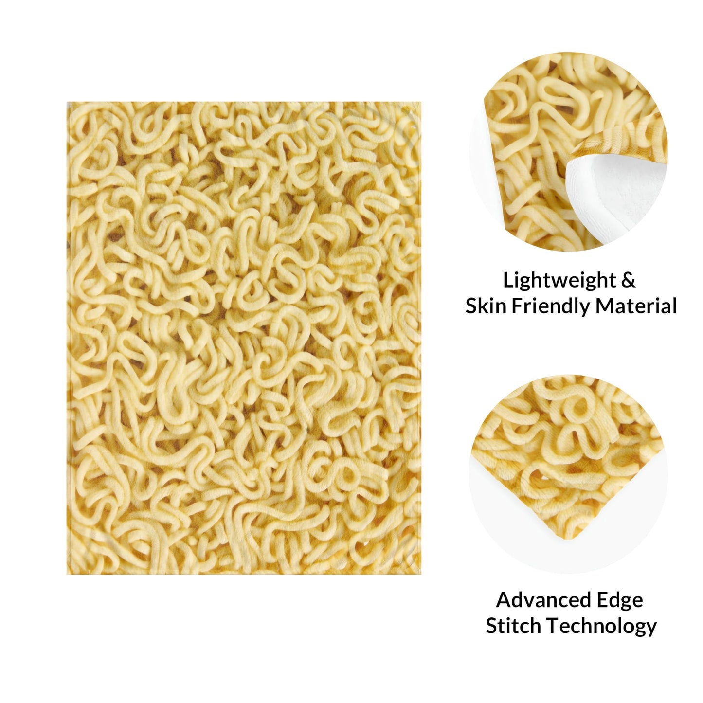 Bivycud Ramen Noodles Blanket, Instant Noodles Blanket Gifts for Ramen Lover, 3D Print Funny Food Flannel Plush Throw Blankets for Birthday Sofa Couch Bed