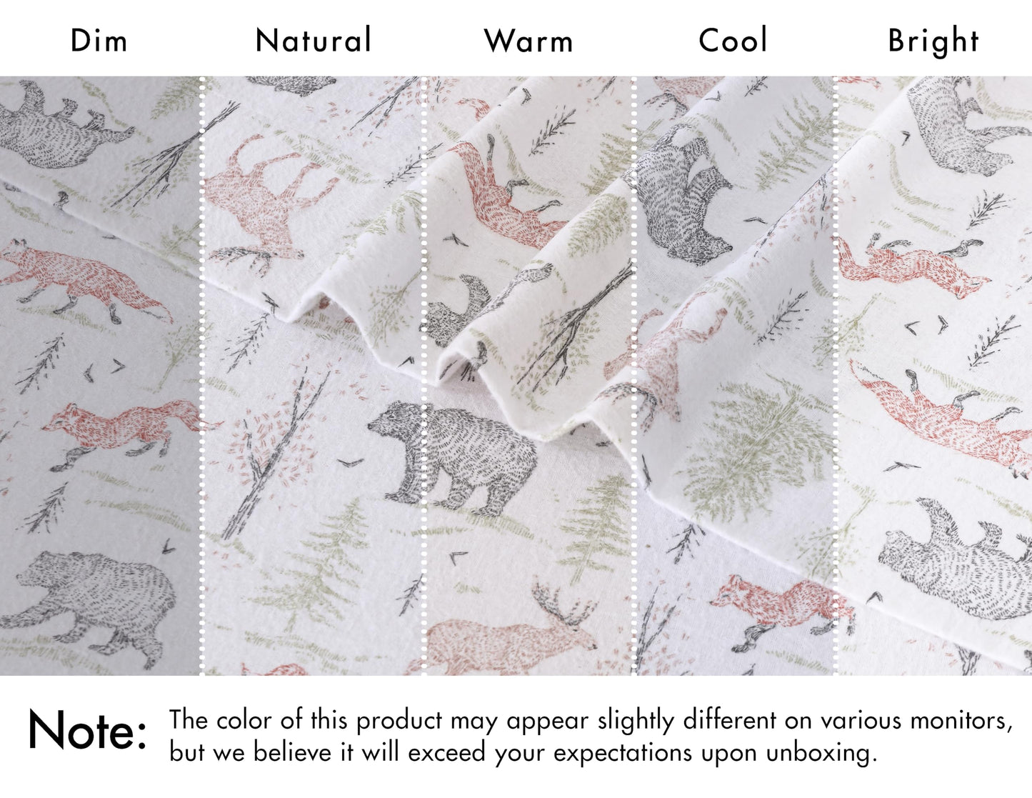 RUVANTI Flannel Sheets Queen Size - 100% Cotton Double Brushed Bed Sheets, Deep Pockets 16 Inches Queen Sheet Set, All Seasons Breathable & Extra Soft - Warm & Cozy, 4 Piece, Wildwood Tapestry