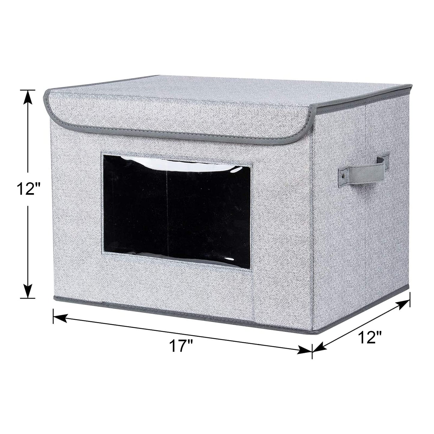 Univivi Fabric Foldable Storage Boxes [4-Pack] Large Collapsible Stackable Storage Bins with Lids, Closet Organizers and Storage Cube Basket for Home, Office, Bedroom (Gray, 17“ x 12” x 12")