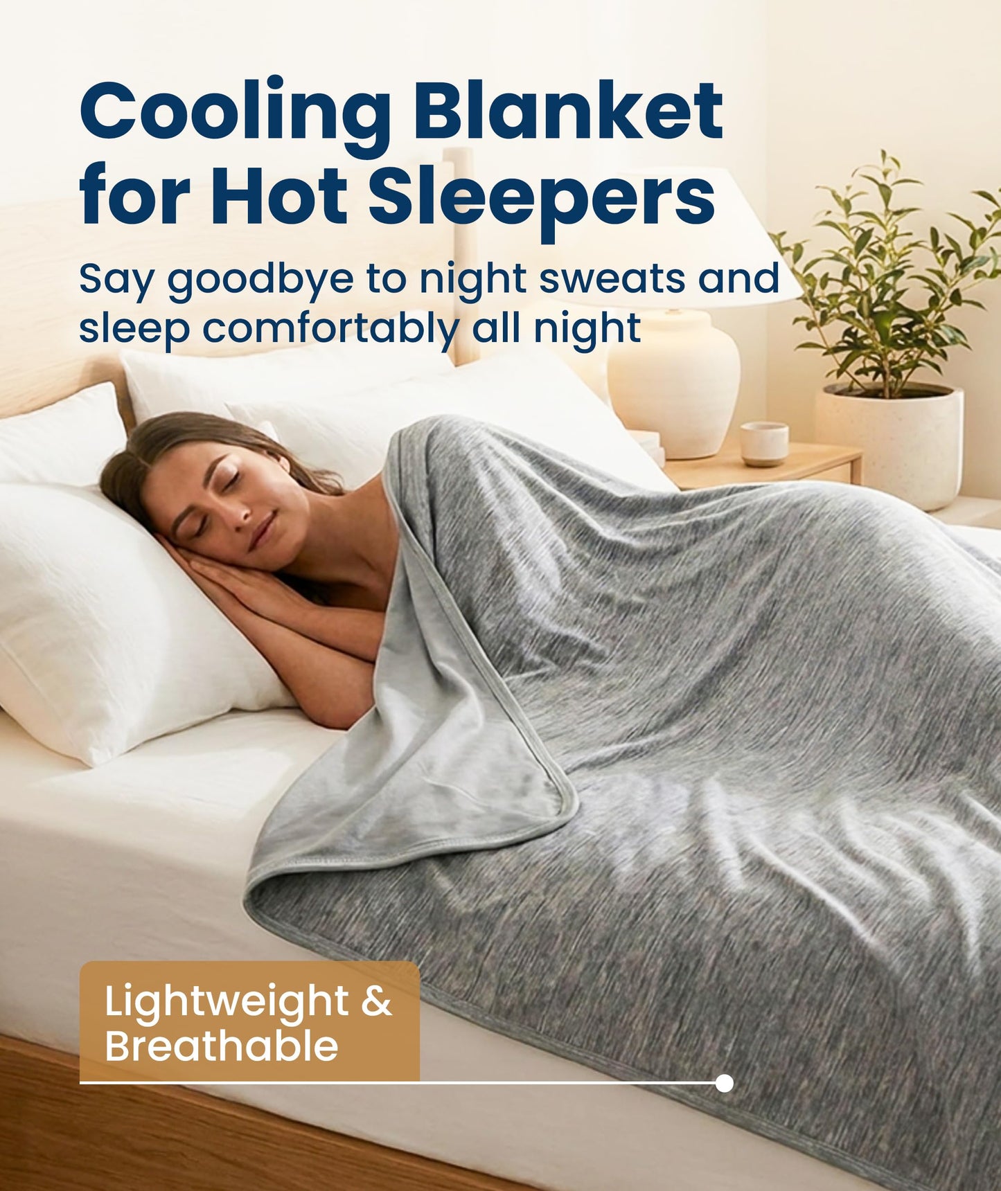 Everlasting Comfort Cooling Blanket for Hot Sleepers - Soft, Lightweight & Breathable Throw Blanket with Easy to Clean Material - Luxury Throws for Hot Flashes & Night Sweats (60"x80")