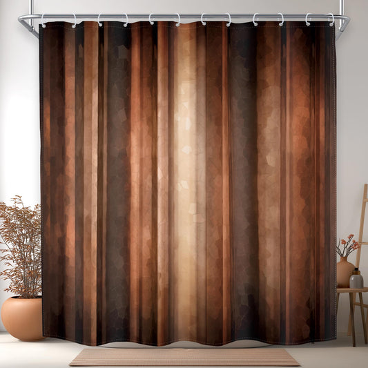MESHELLY Rustic Brown Striped Shower Curtain 72Wx72H, Abstract Ombre Design in Earth Tones (Rust, Tan, Clay, Bronze),Vintage Modern Farmhouse Bathroom Decor with 12 Hooks