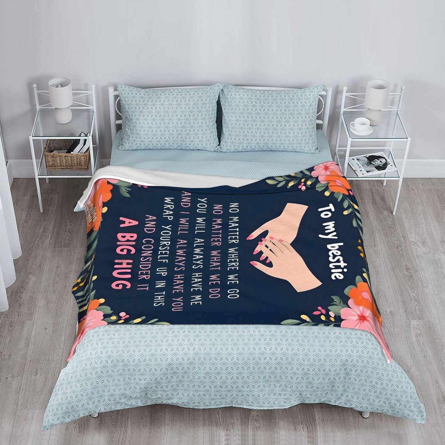Sending You A Big Hugs So Its There When You Need It Blanket Cozy Flannel Comfort Throw Sympathy Healing Gift Encouragement Blanket for Family and Friends (White 11, 50x60in(127cm*153cm))