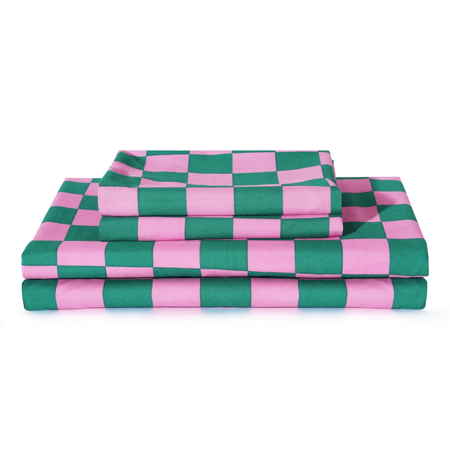 Best Season Bed Sheet Set 3 Pieces -Twin Size-Soft Durable Microfiber Bedding Sheet Set,Deep Pocket,Stain,Fade & Wrinkle Resistant (Plaid Pink&Green)