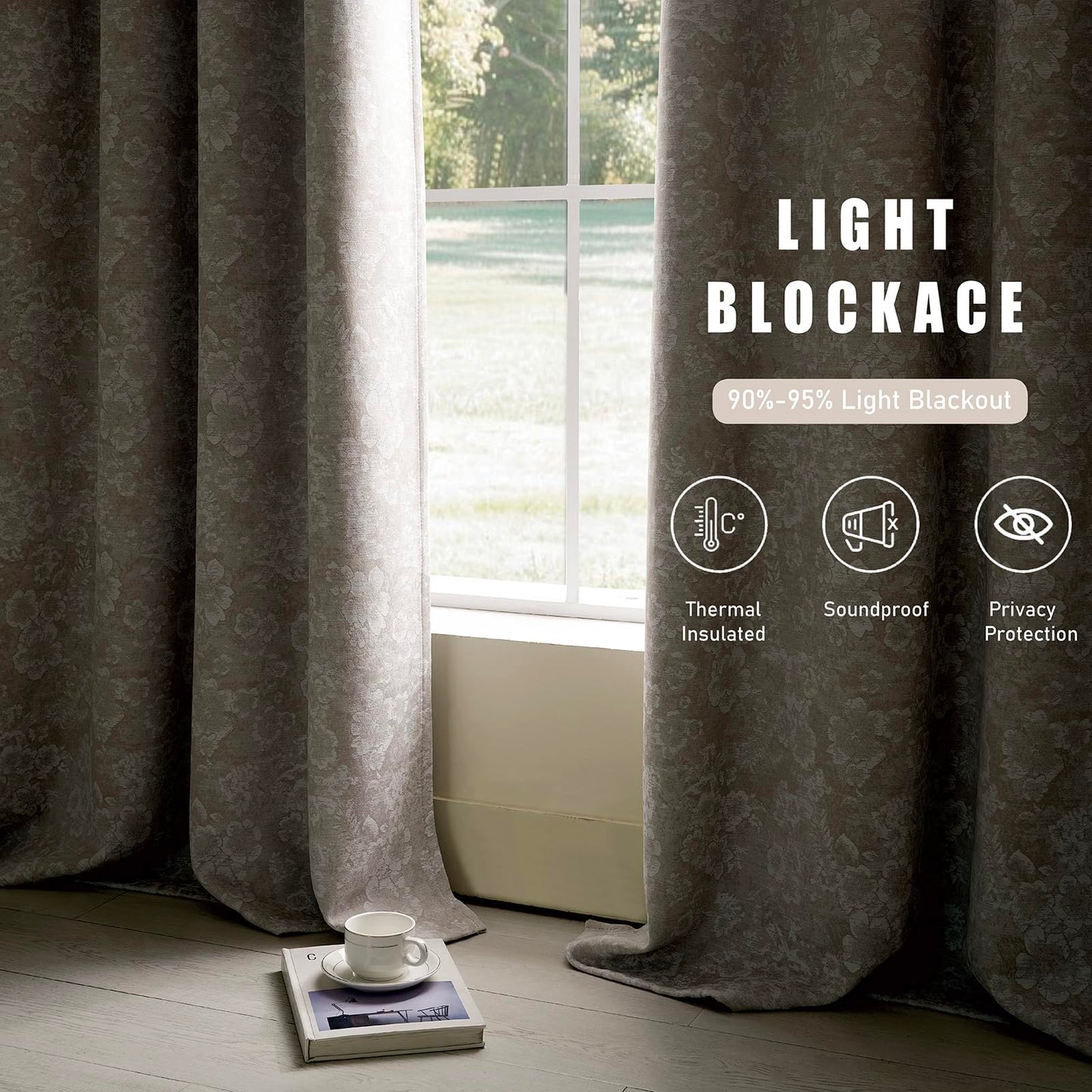 Slomebery Dusty Beige Blackout Curtains 52" W x 84" L inch 2 Panels