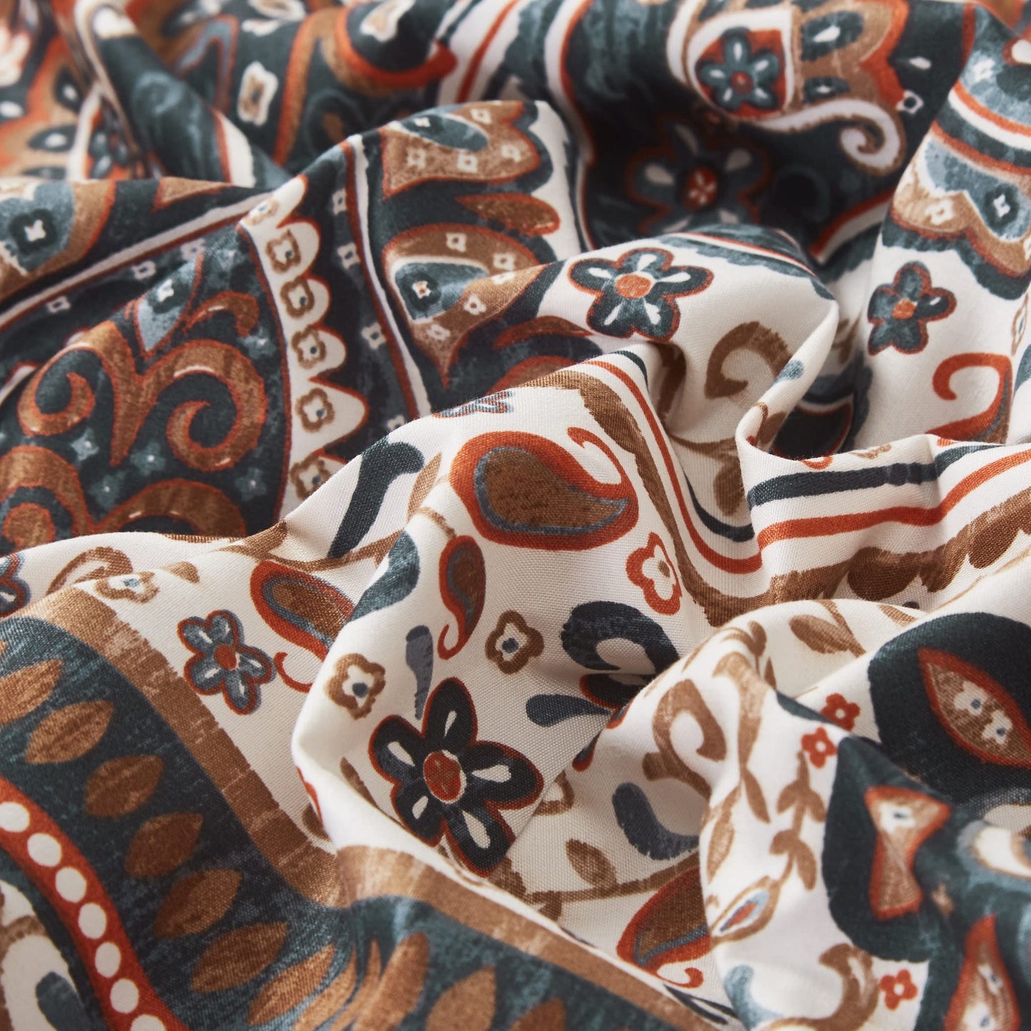 Tache Fitted Sheet Full Size Royal Rustic Paisley Mandala Lattice Floral Elegant Deep Dark Navy Teal Fitted Bed Sheet Only, Full