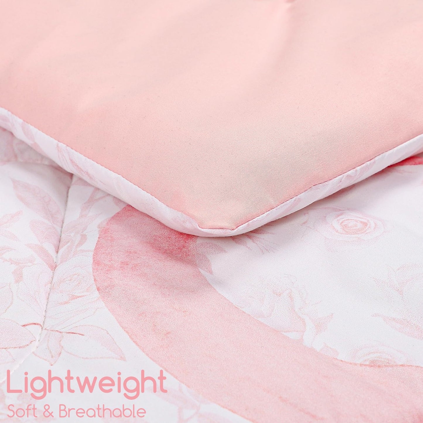 DAYEEBALL 4 Piece Toddler Bedding Set, Ultra Soft and Breathable Toddler Comforter Sets for GirlsIncludes Quilted Comforter, Fitted Sheet, Flat Sheet and Pillowcase, Pink Bow