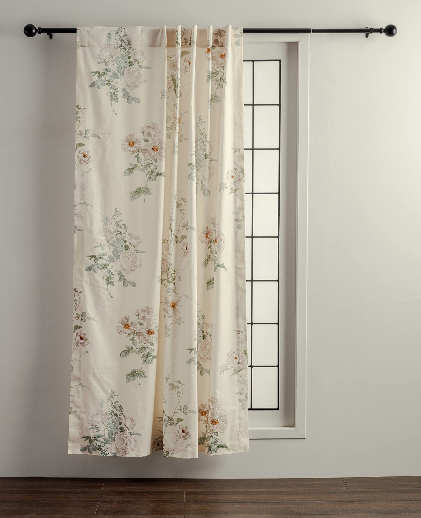 Maison d' Hermine Curtains for Living Room 100% Cotton 96 inch Length One Panel Light Filtering Curtains for Windows with Rod and Loop Pockets Spring Summer (Villette - Dove Grey, 50" W x 96" L)