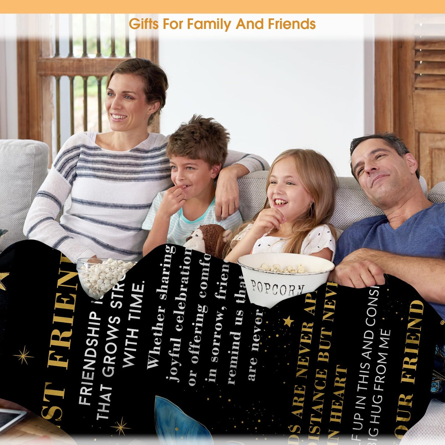 Hohoto Best Friend Friendship Gifts Blanket for Women Men Mom Birthday Christmas Halloween Easter Gift Female Friends Kids Girls Boys Blue Butterfly Inspirational Words Throw Blanket 50"x60"