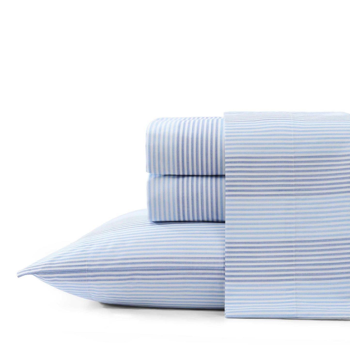 Tommy Bahama - Twin Sheet Set, Crisp & Cool Cotton Percale Bed Sheets, Deep Pockets, Striped Bedding with Matching Fitted Sheet & Pillowcase (Bahama Weekend Stripe Blue)