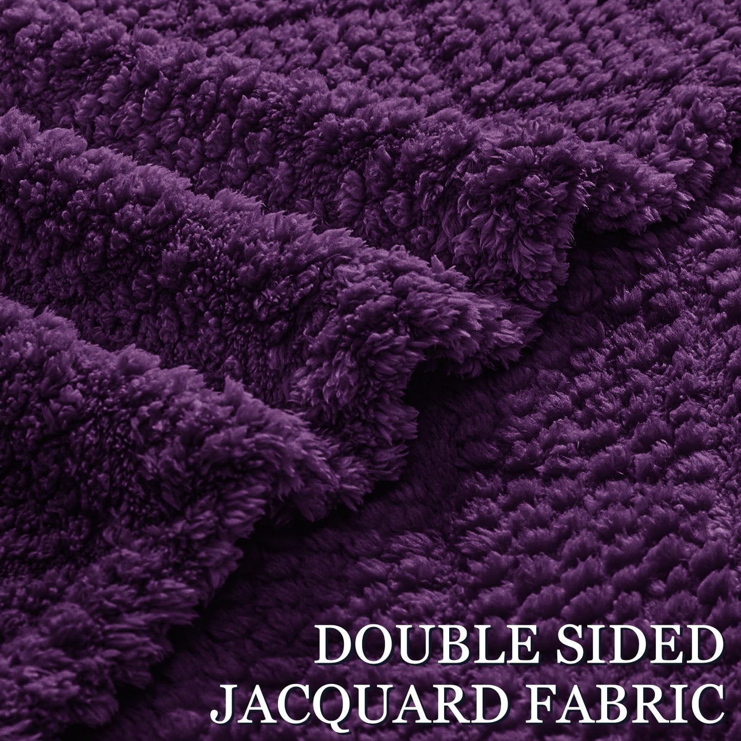 Whale Flotilla Fuzzy Fleece King Size Blanket for Bed, Soft Fluffy Jacquard Waffle Blankets for All Season, Lightweight and Cozy, 90x104 Inch, Purple