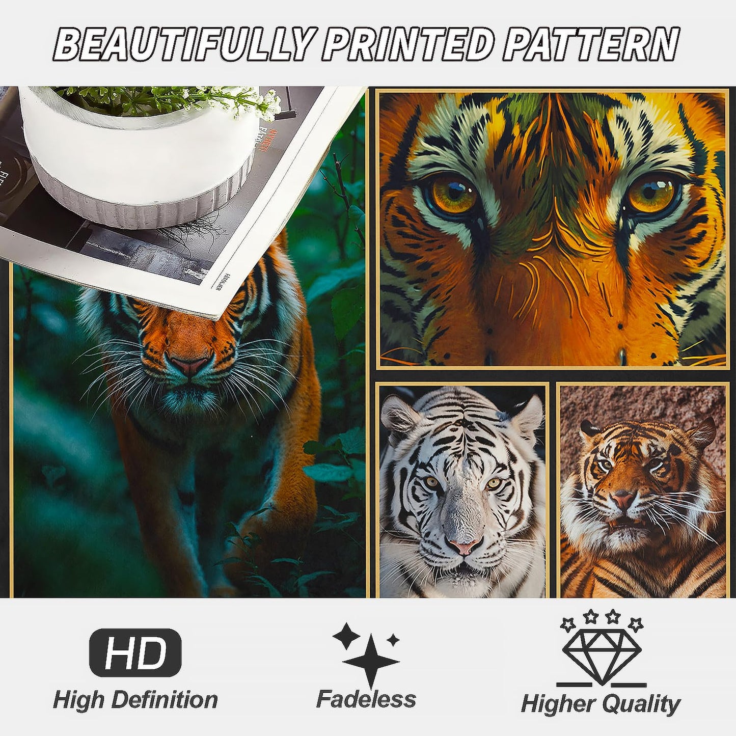 XSMEI Tiger Throw Blanket, Wild Animal Print Design, Soft Cozy Fleece Blanket for Couch Bed, 60 x 80 Inches
