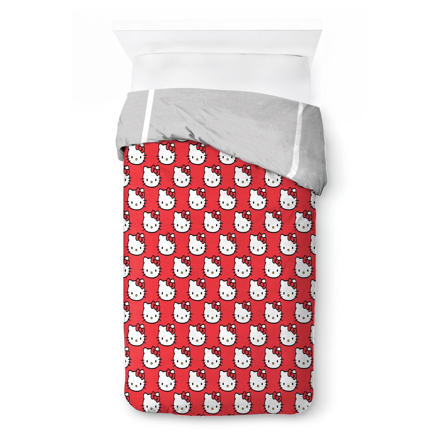 Jay Franco Duvet Cover Set – 2 Piece Comforter Cover and Sham Set, Super Soft Cozy Bedding (Insert Not Included) Grey - Hello Kitty, Twin