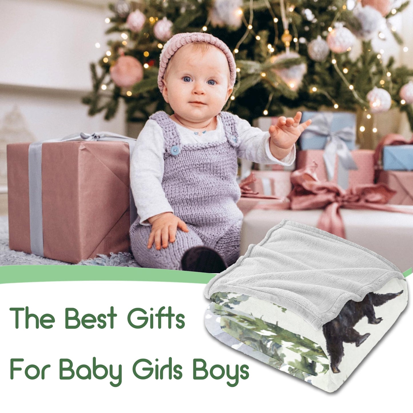 MAIWELL Personalized Baby Blanket for Boys, Custom Baby Boy Gifts Woodland Blanket with Name, Customized Receiving Blankets for Boys Newborn, Babies Kids Shower Christmas Birthday Gifts