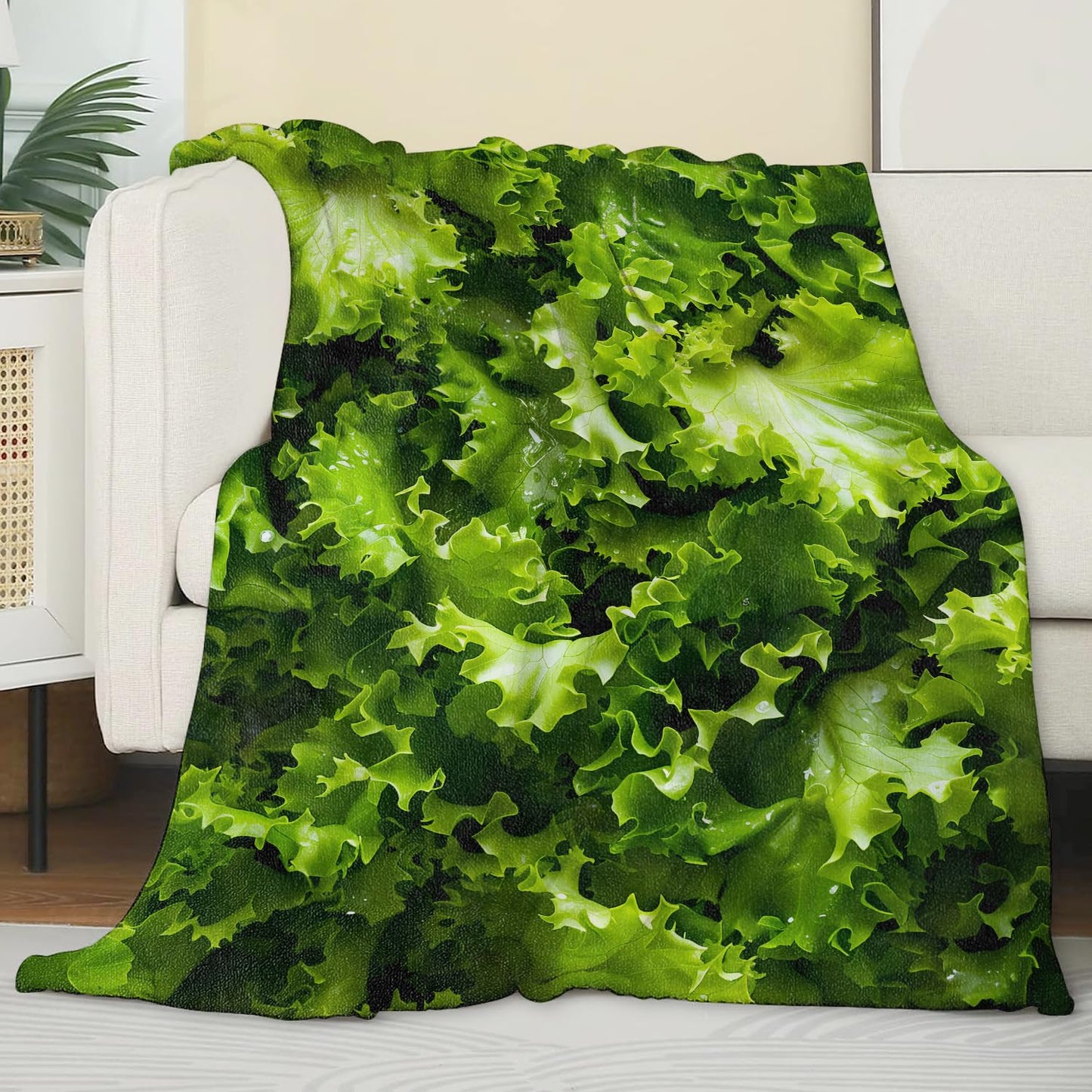 Zeleda Lettuce Blanket,Gifts for Food Lovers,Lightweight Flannel Throw Blankets,Realistic Green Vegetable Throws Home Decor,for Couch Living Room Office,60x50inch