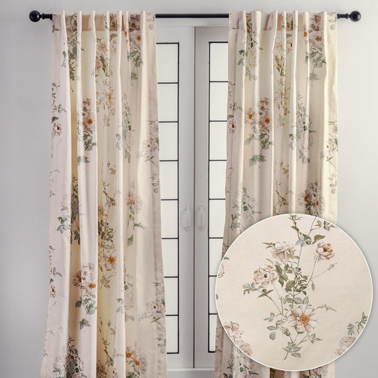 Maison d' Hermine Curtains for Living Room 100% Cotton 96 inch Length One Panel Light Filtering Curtains for Windows with Rod and Loop Pockets Spring Summer (Villette - Dove Grey, 50" W x 96" L)