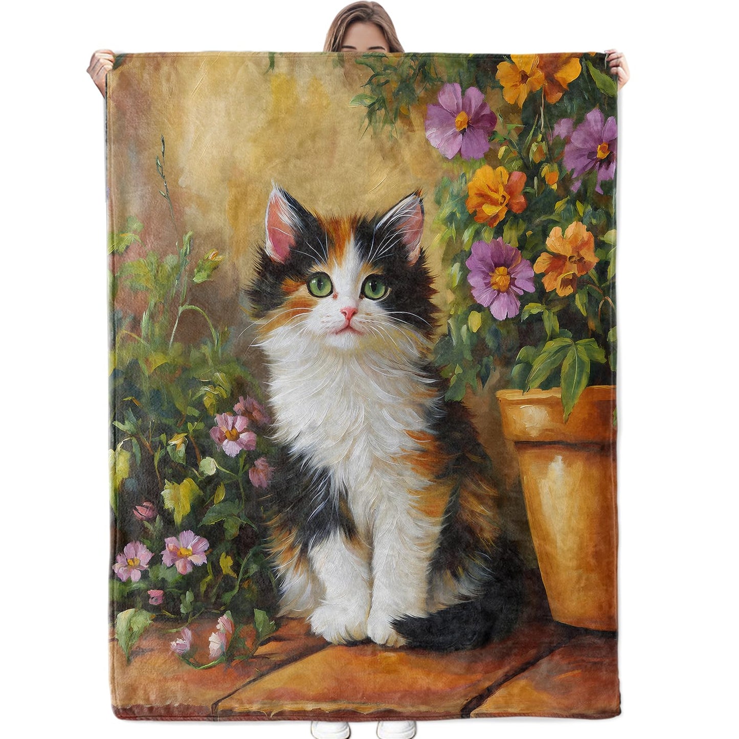 Bidesk Adorable Cat Blanket Soft Cozy Kitten Throw Blanket for Adults Women Kids - Warm Yet Lightweight Flannel Blankets for Travel, Couch, Bed, Fuzzy Outdoor Comfort Wrap 60"×50"